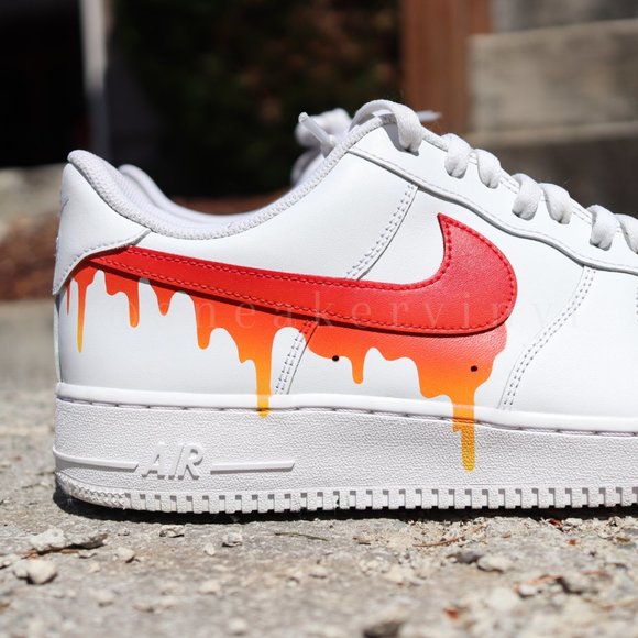Nike Air Force 1 Low SUN FIRE Paint Drip Custom NWT - Picture 7 of 10